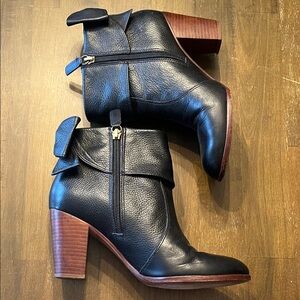 Kate spade Black Leather Ankle Boots bow detail 7.5